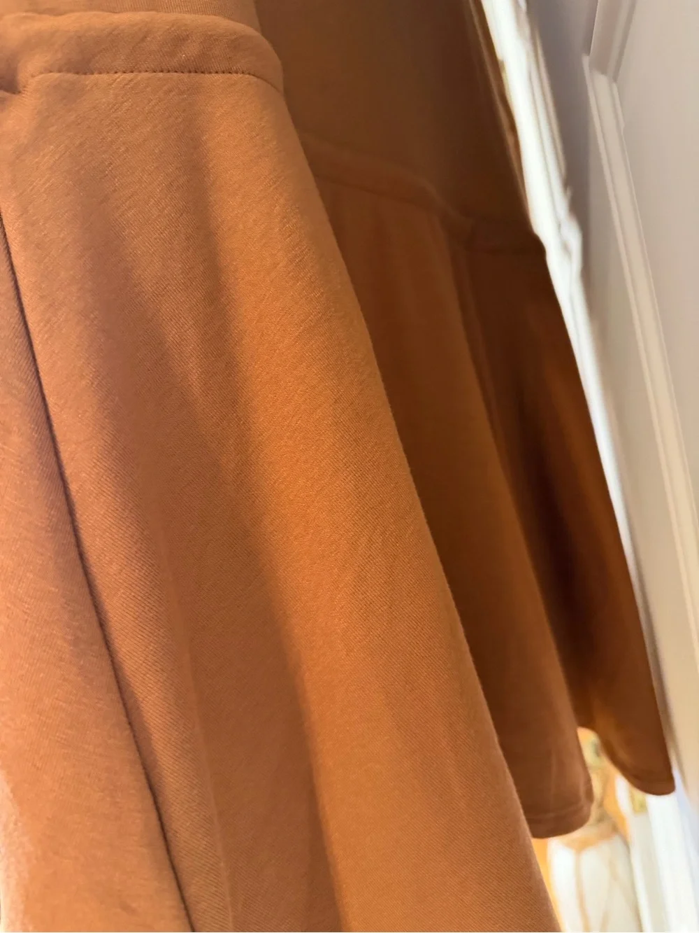 Free People Long-Sleeve Drop Tie-Waist Dress in Rust Brown